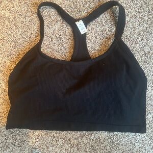 Yogalicious Black Ribbed Sports Bra